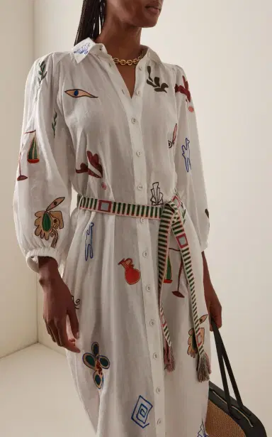 ALÉMAIS Mina Embroidered Midi Shirt Dress | Thumbnail 2 ALÉMAIS Mina Embroidered Midi Shirt Dress | Thumbnail 2