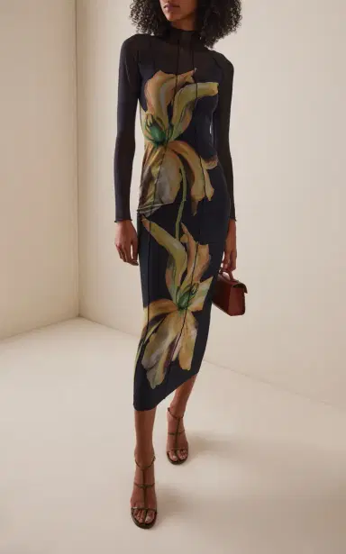 Significant Other Exclusive Jean Floral Mesh Midi Dress | Thumbnail 2 Significant Other Exclusive Jean Floral Mesh Midi Dress | Thumbnail 2