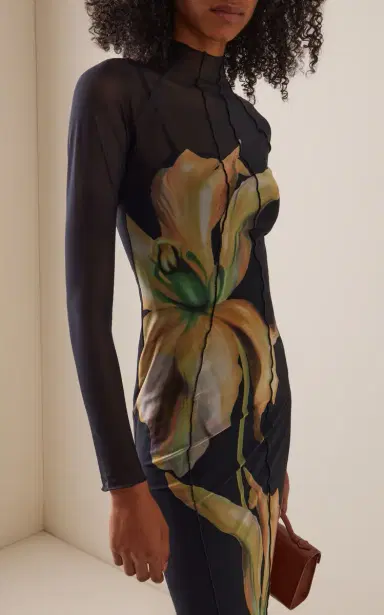 Significant Other Exclusive Jean Floral Mesh Midi Dress | Thumbnail 3 Significant Other Exclusive Jean Floral Mesh Midi Dress | Thumbnail 3