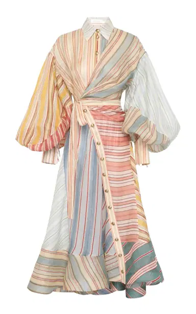 Zimmermann Rebellion Striped Linen-Silk Midi Wrap Shirt Dress | Thumbnail 1 Zimmermann Rebellion Striped Linen-Silk Midi Wrap Shirt Dress | Thumbnail 1