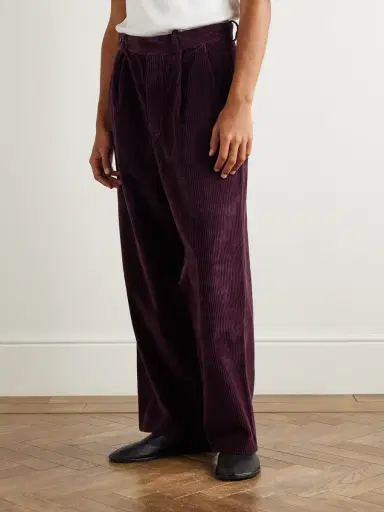 BODE Wide-Leg Cropped Pleated Cotton-Corduroy Trousers - Men | Thumbnail 3 BODE Wide-Leg Cropped Pleated Cotton-Corduroy Trousers - Men | Thumbnail 3