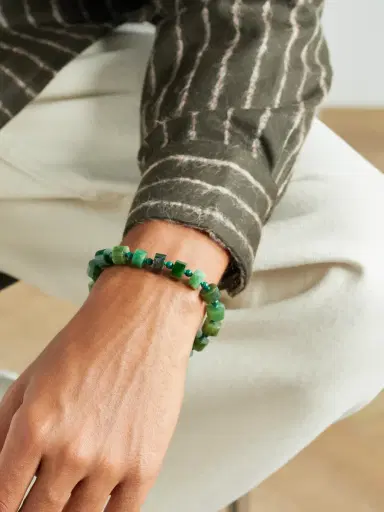 JIA JIA Gold, Malachite and Jade Bracelet - Men | Thumbnail 2 JIA JIA Gold, Malachite and Jade Bracelet - Men | Thumbnail 2
