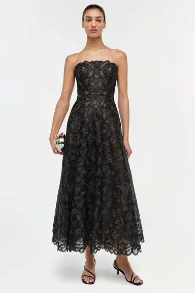 Simkhai Elvina Gilded Lace Midi Dress | Thumbnail 2 Simkhai Elvina Gilded Lace Midi Dress | Thumbnail 2