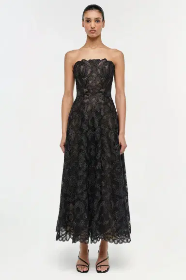 Simkhai Elvina Gilded Lace Midi Dress | Thumbnail 3 Simkhai Elvina Gilded Lace Midi Dress | Thumbnail 3
