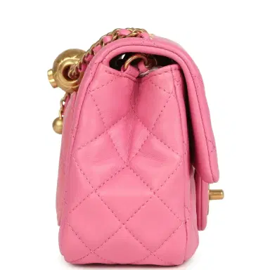 Chanel Chanel Mini Pearl Crush Square Flap Bag Pink Lambskin Brushed Gold Hardware | Thumbnail 3 Chanel Chanel Mini Pearl Crush Square Flap Bag Pink Lambskin Brushed Gold Hardware | Thumbnail 3