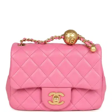 Chanel Chanel Mini Pearl Crush Square Flap Bag Pink Lambskin Brushed Gold Hardware | Thumbnail 1 Chanel Chanel Mini Pearl Crush Square Flap Bag Pink Lambskin Brushed Gold Hardware | Thumbnail 1