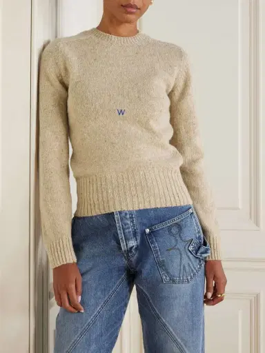 JW Anderson Embroidered Merino Wool And Mohair-blend Sweater | Thumbnail 3 JW Anderson Embroidered Merino Wool And Mohair-blend Sweater | Thumbnail 3