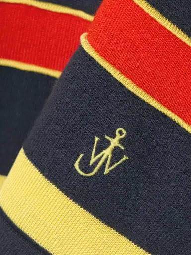 JW Anderson Embroidered Striped Cotton And Wool-blend Polo Shirt | Thumbnail 5 JW Anderson Embroidered Striped Cotton And Wool-blend Polo Shirt | Thumbnail 5