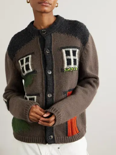 JW Anderson House Embroidered Intarsia-knit Merino Wool Cardigan | Thumbnail 3 JW Anderson House Embroidered Intarsia-knit Merino Wool Cardigan | Thumbnail 3