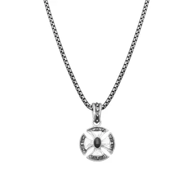 Armenta Armenta Romero Grey Sterling Silver Tiger Eye Round Enhancer Necklace by The Solist | Thumbnail 1 Armenta Armenta Romero Grey Sterling Silver Tiger Eye Round Enhancer Necklace by The Solist | Thumbnail 1