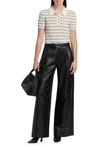 SIMKHAI Women's Kobie Leather Wide-Leg Pants - Black | Thumbnail 2 SIMKHAI Women's Kobie Leather Wide-Leg Pants - Black | Thumbnail 2