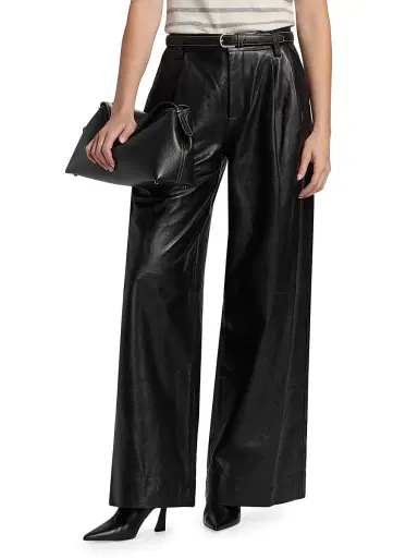 SIMKHAI Women's Kobie Leather Wide-Leg Pants - Black | Thumbnail 3 SIMKHAI Women's Kobie Leather Wide-Leg Pants - Black | Thumbnail 3