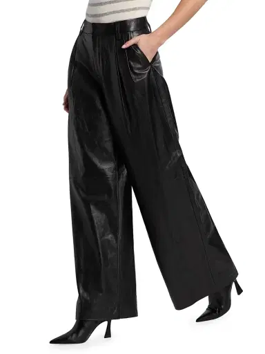 SIMKHAI Women's Kobie Leather Wide-Leg Pants - Black | Thumbnail 4 SIMKHAI Women's Kobie Leather Wide-Leg Pants - Black | Thumbnail 4