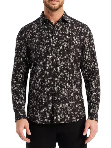 Robert Graham Men's Angola Burnout Plaid Shirt - Black | Thumbnail 1 Robert Graham Men's Angola Burnout Plaid Shirt - Black | Thumbnail 1