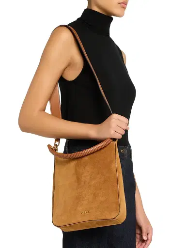 STAUD Women's Mel Suede Shoulder Bag - Tan | Thumbnail 2 STAUD Women's Mel Suede Shoulder Bag - Tan | Thumbnail 2