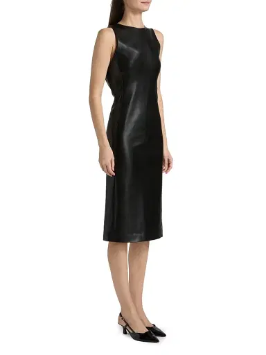 ALICE + OLIVIA Women's Wynell Velvet Bow-Detail Faux-Leather Midi-Dress - Black | Thumbnail 4 ALICE + OLIVIA Women's Wynell Velvet Bow-Detail Faux-Leather Midi-Dress - Black | Thumbnail 4