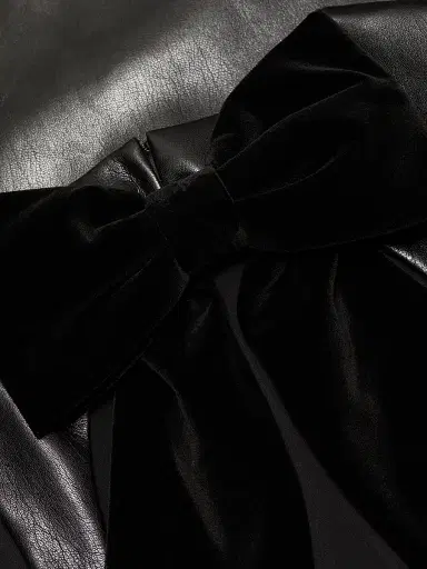 ALICE + OLIVIA Women's Wynell Velvet Bow-Detail Faux-Leather Midi-Dress - Black | Thumbnail 7 ALICE + OLIVIA Women's Wynell Velvet Bow-Detail Faux-Leather Midi-Dress - Black | Thumbnail 7