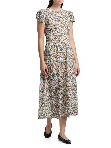 DÔEN Women's Rhodia Floral Cotton Midi-Dress - Creme Prairie De Montagne | Thumbnail 2 DÔEN Women's Rhodia Floral Cotton Midi-Dress - Creme Prairie De Montagne | Thumbnail 2