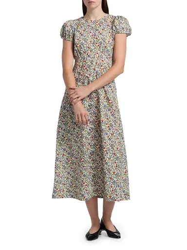 DÔEN Women's Rhodia Floral Cotton Midi-Dress - Creme Prairie De Montagne | Thumbnail 3 DÔEN Women's Rhodia Floral Cotton Midi-Dress - Creme Prairie De Montagne | Thumbnail 3