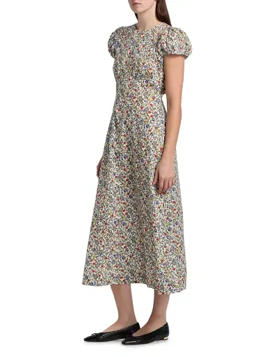 DÔEN Women's Rhodia Floral Cotton Midi-Dress - Creme Prairie De Montagne | Thumbnail 4 DÔEN Women's Rhodia Floral Cotton Midi-Dress - Creme Prairie De Montagne | Thumbnail 4