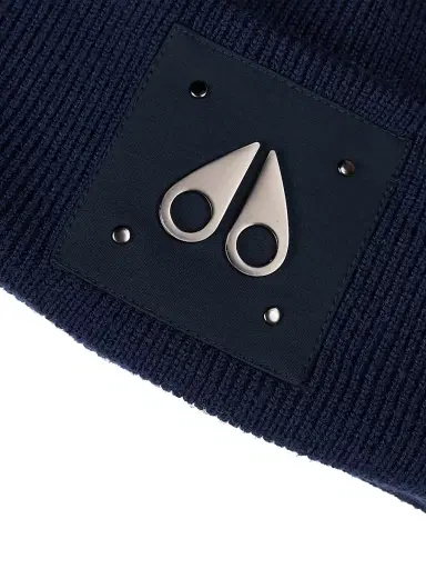 Moose Knuckles Men's Neige Wool Beanie - Navy | Thumbnail 4 Moose Knuckles Men's Neige Wool Beanie - Navy | Thumbnail 4