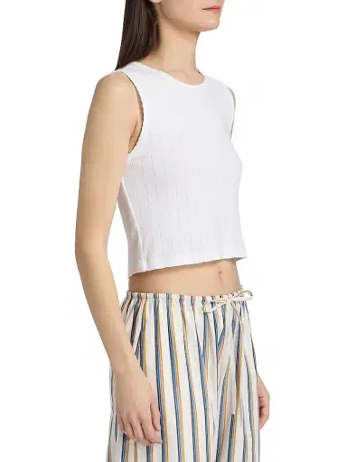 Leset Women's Pointelle Sleeveless Crewneck Top - White | Thumbnail 4 Leset Women's Pointelle Sleeveless Crewneck Top - White | Thumbnail 4