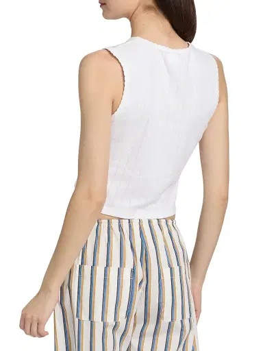 Leset Women's Pointelle Sleeveless Crewneck Top - White | Thumbnail 5 Leset Women's Pointelle Sleeveless Crewneck Top - White | Thumbnail 5