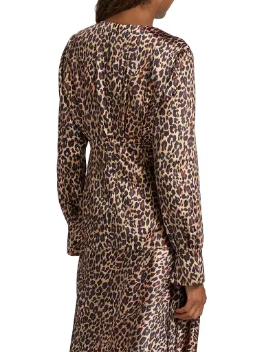 Toccin Women's Lauren Leopard-Print Satin Twist-Front Blouse - Leopard | Thumbnail 5 Toccin Women's Lauren Leopard-Print Satin Twist-Front Blouse - Leopard | Thumbnail 5