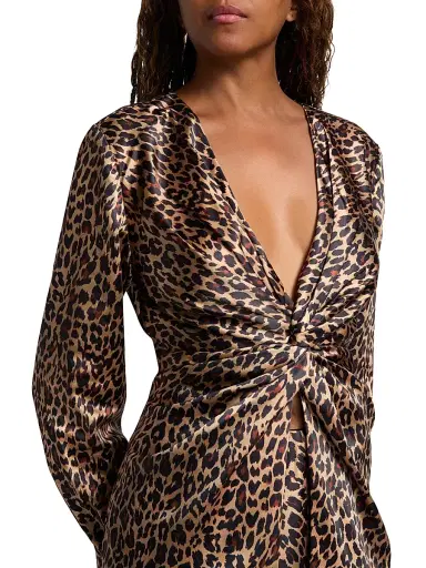 Toccin Women's Lauren Leopard-Print Satin Twist-Front Blouse - Leopard | Thumbnail 6 Toccin Women's Lauren Leopard-Print Satin Twist-Front Blouse - Leopard | Thumbnail 6