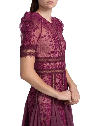 Bronx and Banco Women's Megan Lace & Tulle Midi-Dress - Burgundy | Thumbnail 6 Bronx and Banco Women's Megan Lace & Tulle Midi-Dress - Burgundy | Thumbnail 6
