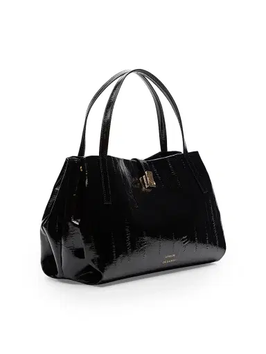 Loulou de Saison Women's Kovu Everyday Eel-Effect Leather Top Handle Bag - Black | Thumbnail 2 Loulou de Saison Women's Kovu Everyday Eel-Effect Leather Top Handle Bag - Black | Thumbnail 2