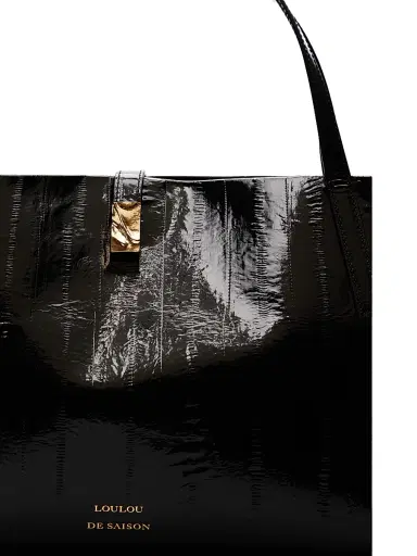 Loulou de Saison Women's Kovu Everyday Eel-Effect Leather Top Handle Bag - Black | Thumbnail 3 Loulou de Saison Women's Kovu Everyday Eel-Effect Leather Top Handle Bag - Black | Thumbnail 3