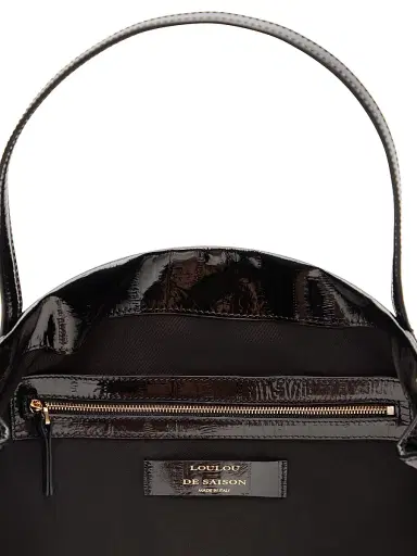 Loulou de Saison Women's Kovu Everyday Eel-Effect Leather Top Handle Bag - Black | Thumbnail 4 Loulou de Saison Women's Kovu Everyday Eel-Effect Leather Top Handle Bag - Black | Thumbnail 4
