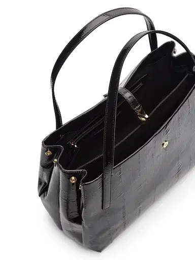 Loulou de Saison Women's Kovu Everyday Eel-Effect Leather Top Handle Bag - Black | Thumbnail 5 Loulou de Saison Women's Kovu Everyday Eel-Effect Leather Top Handle Bag - Black | Thumbnail 5