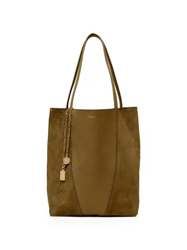 Chloé Women's Spin Leather & Suede Tote Bag - Dark Khaki | Thumbnail 1 Chloé Women's Spin Leather & Suede Tote Bag - Dark Khaki | Thumbnail 1