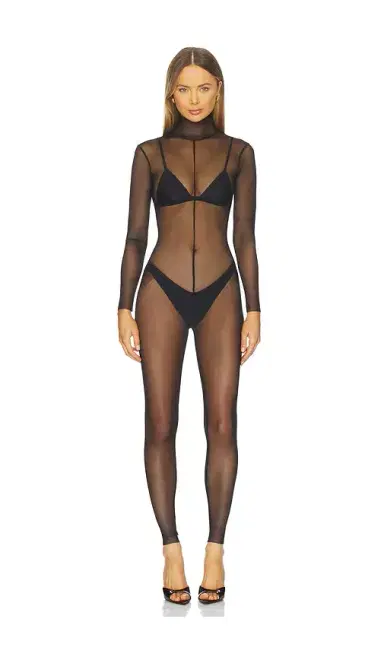 Norma Kamali Long Sleeve Slim Fit Turtleneck Catsuit | Thumbnail 1 Norma Kamali Long Sleeve Slim Fit Turtleneck Catsuit | Thumbnail 1