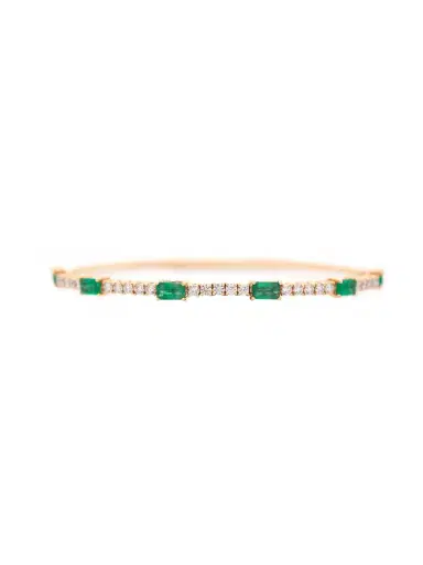 Wish Fine Jewelry 2.75ct Emerald Diamond 14K Gold Bangle Bracelet | Thumbnail 1 Wish Fine Jewelry 2.75ct Emerald Diamond 14K Gold Bangle Bracelet | Thumbnail 1