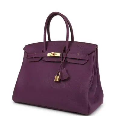 HERMÈS Pre-owned Hermes Birkin 35 Anemone Togo Gold Hardware | Thumbnail 2 HERMÈS Pre-owned Hermes Birkin 35 Anemone Togo Gold Hardware | Thumbnail 2
