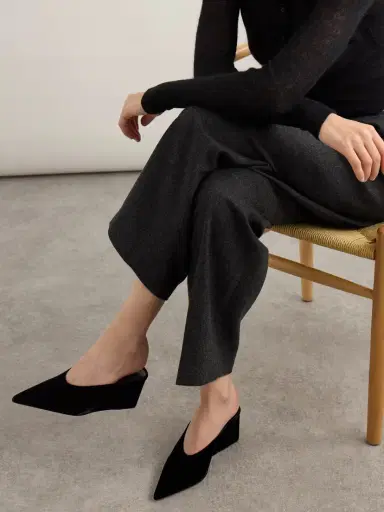 Alaïa 75 Velvet Wedge Mules | Thumbnail 2 Alaïa 75 Velvet Wedge Mules | Thumbnail 2