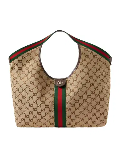 Gucci Giglio Large Leather-trimmed Canvas-jacquard Tote | Thumbnail 1 Gucci Giglio Large Leather-trimmed Canvas-jacquard Tote | Thumbnail 1