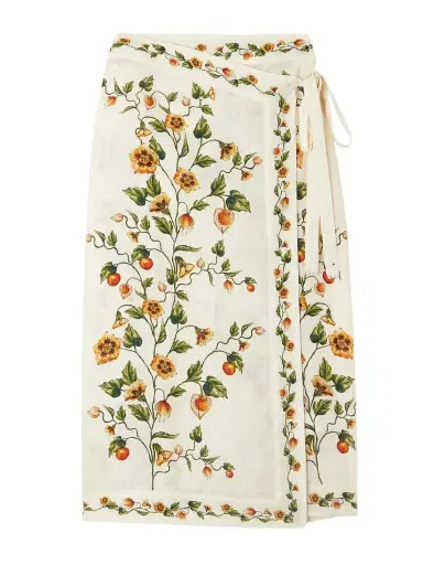 Agua by Agua Bendita Luna Floral-print Linen Midi Wrap Pareo | Thumbnail 1 Agua by Agua Bendita Luna Floral-print Linen Midi Wrap Pareo | Thumbnail 1