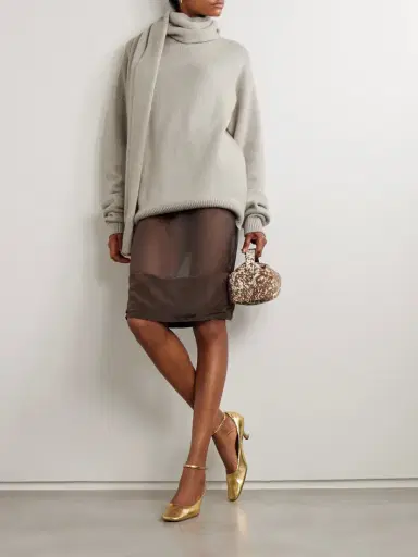 Calvin Klein Collection Mia Scarf-detailed Cashmere Sweater | Thumbnail 2 Calvin Klein Collection Mia Scarf-detailed Cashmere Sweater | Thumbnail 2
