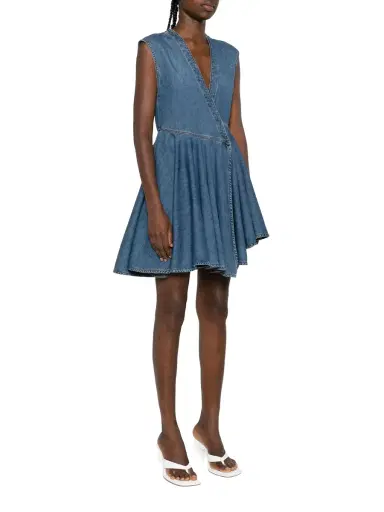 Alaïa Sleeveless Denim Wrap Dress | Thumbnail 3 Alaïa Sleeveless Denim Wrap Dress | Thumbnail 3
