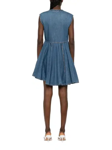 Alaïa Sleeveless Denim Wrap Dress | Thumbnail 4 Alaïa Sleeveless Denim Wrap Dress | Thumbnail 4