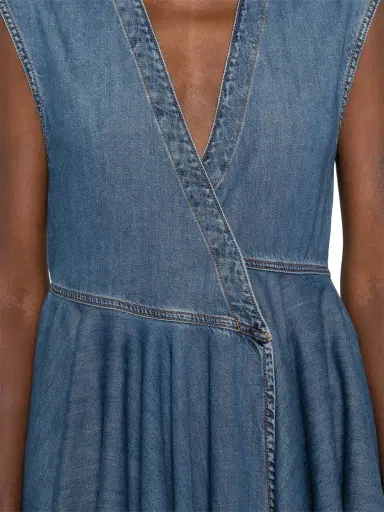 Alaïa Sleeveless Denim Wrap Dress | Thumbnail 5 Alaïa Sleeveless Denim Wrap Dress | Thumbnail 5