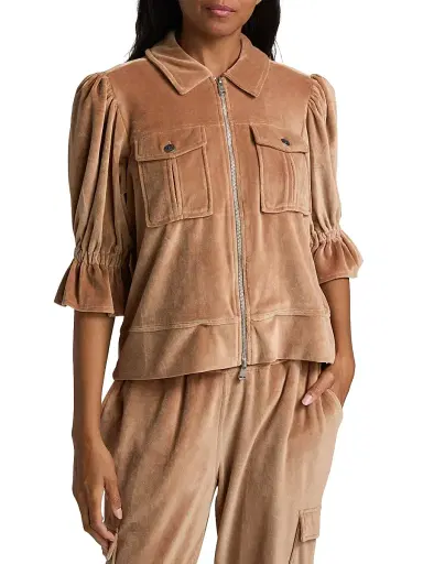 Cinq à Sept Women's Holly Velour Zip-Front Jacket - Mocha | Thumbnail 3 Cinq à Sept Women's Holly Velour Zip-Front Jacket - Mocha | Thumbnail 3