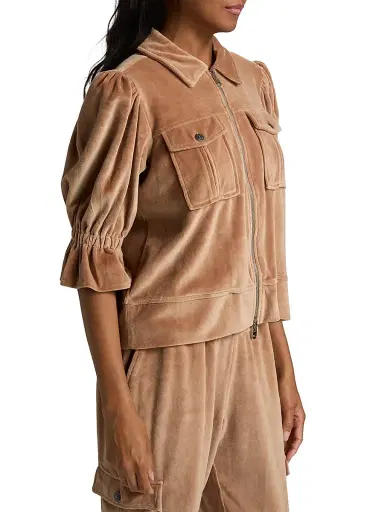 Cinq à Sept Women's Holly Velour Zip-Front Jacket - Mocha | Thumbnail 4 Cinq à Sept Women's Holly Velour Zip-Front Jacket - Mocha | Thumbnail 4