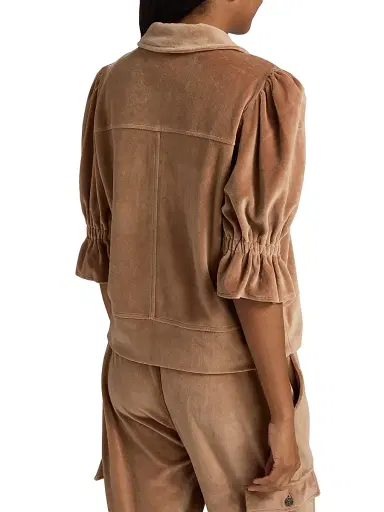 Cinq à Sept Women's Holly Velour Zip-Front Jacket - Mocha | Thumbnail 5 Cinq à Sept Women's Holly Velour Zip-Front Jacket - Mocha | Thumbnail 5