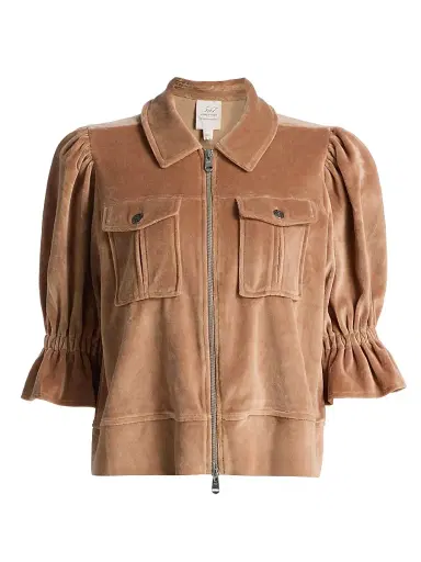 Cinq à Sept Women's Holly Velour Zip-Front Jacket - Mocha | Thumbnail 1 Cinq à Sept Women's Holly Velour Zip-Front Jacket - Mocha | Thumbnail 1