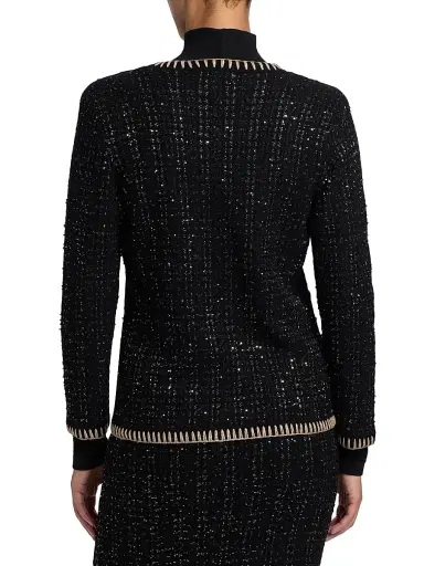 Veronica Beard Women's Ceriani Sequined Metallic Knit Jacket - Black | Thumbnail 5 Veronica Beard Women's Ceriani Sequined Metallic Knit Jacket - Black | Thumbnail 5